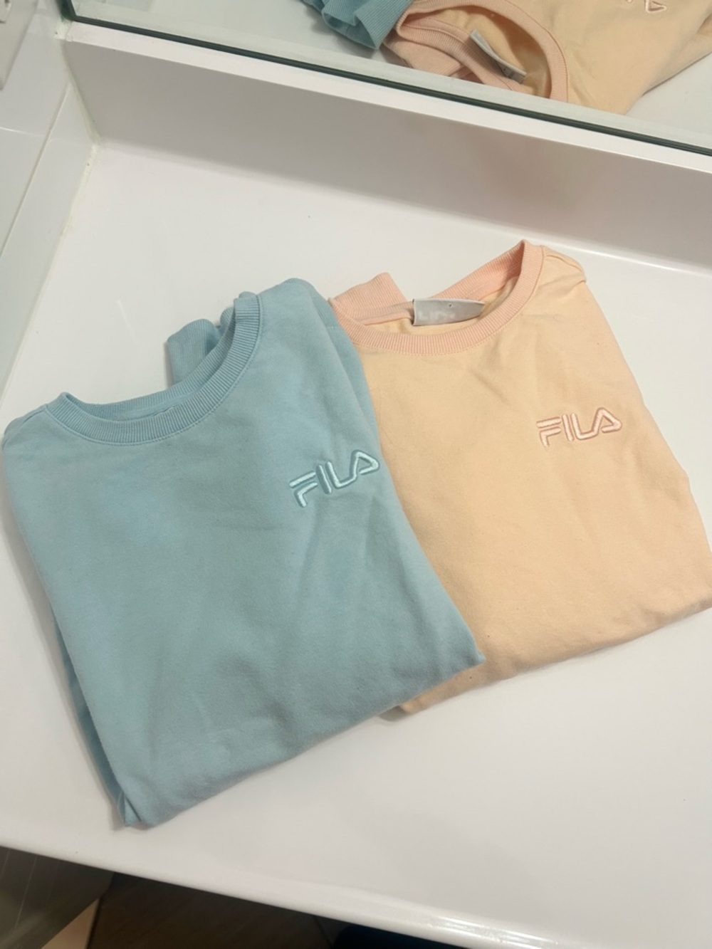 FILA Pastel Crewneck Pair - Light Blue & Orange Size XS
